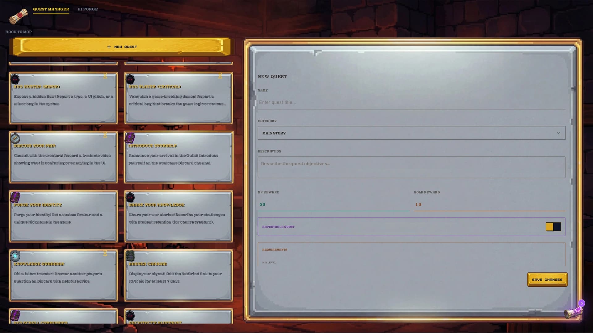NetGrind gamification UI screenshot